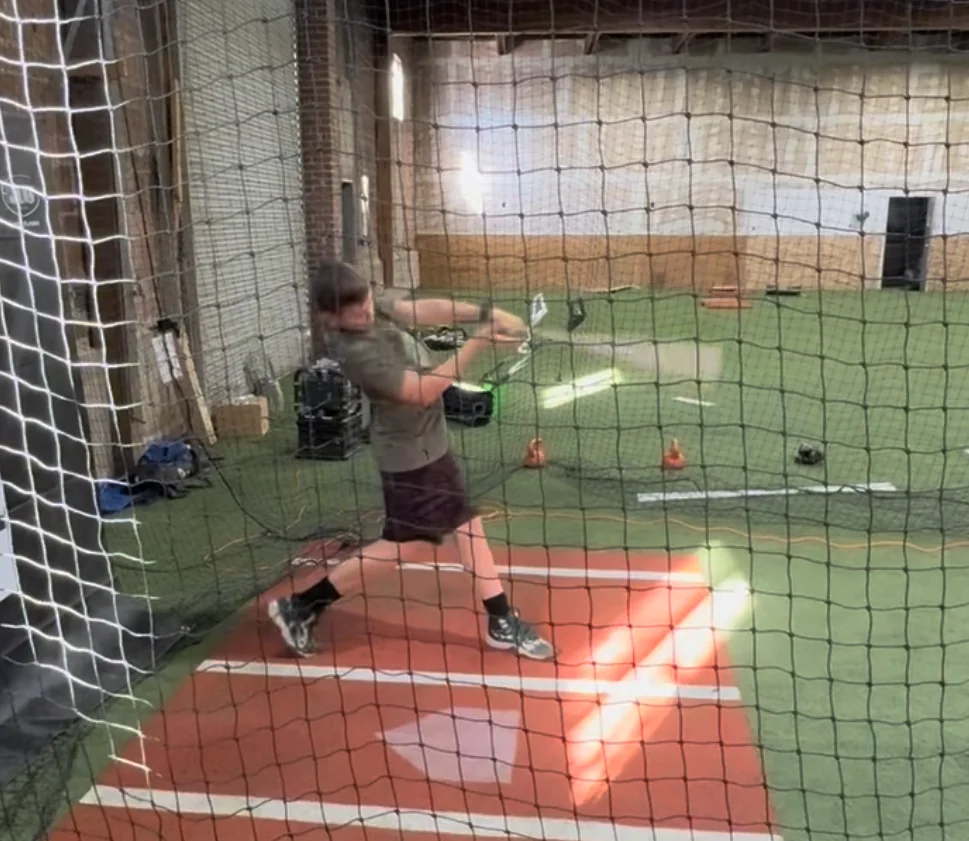 Hitting practice inside the facility
